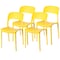 Fabulaxe Modern Plastic Outdoor Dining Chair with Open Curved Back, Yellow, PK 4 QI004227.YL.4 - alternate 1